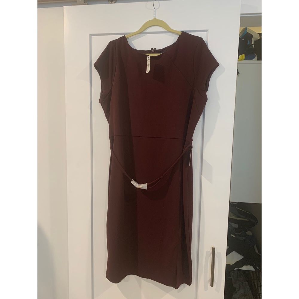 Burgundy business casual dress from Express